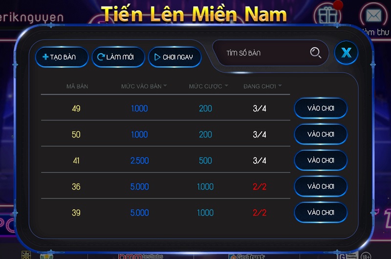 tiến lên miền nam boa club