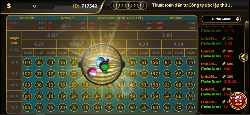 Giao diện phòng chơi number game bắt mắt, mới lạ với những con số cuốn hút