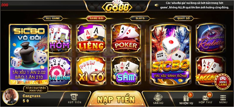 Tham gia vào phòng chơi poker tại Go88 nhanh chóng với các thao tác đơn giản