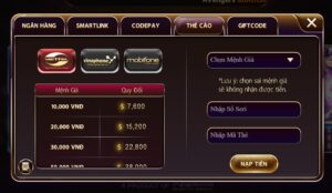 cách nạp tiền trên cổng game Nhatvip mới nhất