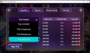 Nạp tiền trên cổng game RIKVIP mới nhất 