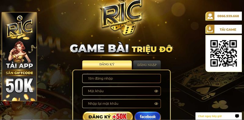 Đăng ký tài khoản để trở thành thành viên của cổng game Ric Win