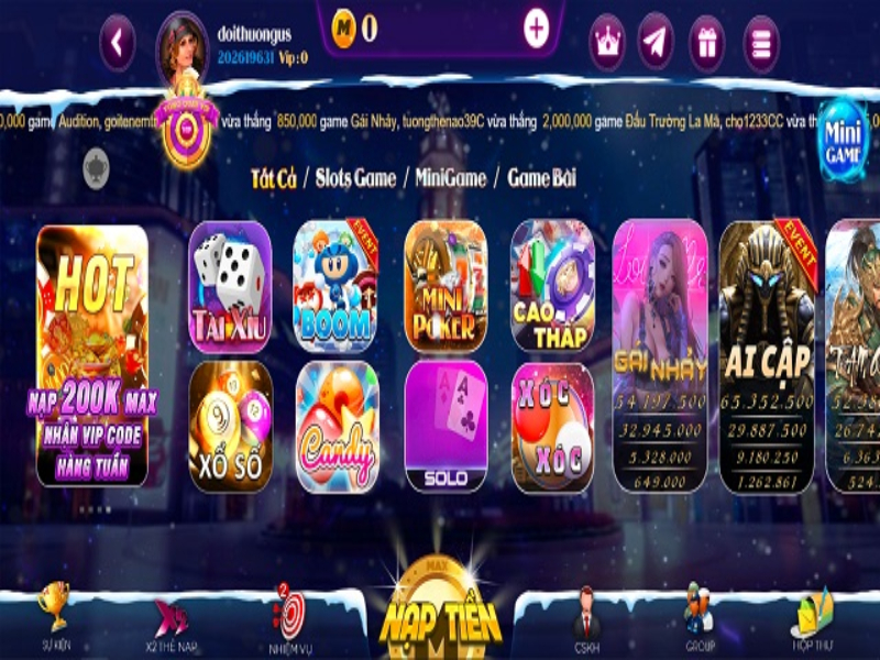 Kho game đa dạng thể loại của MaxVip 