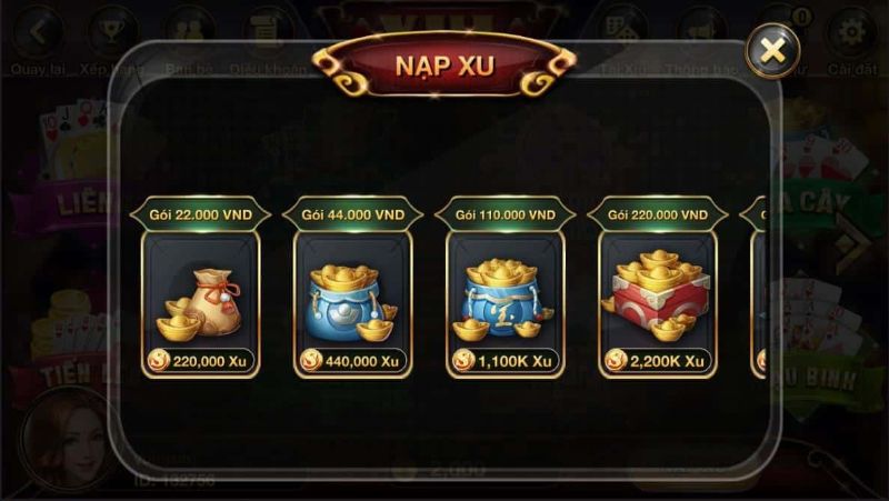 Nạp tiền vào tài khoản để có thể bắt đầu chơi game