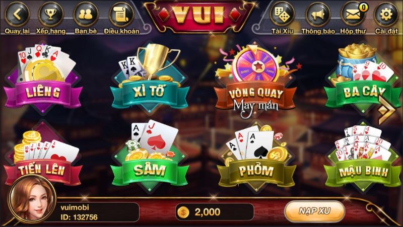 Chọn game Tài xỉu phía bên trên màn hình giao diện trò chơi