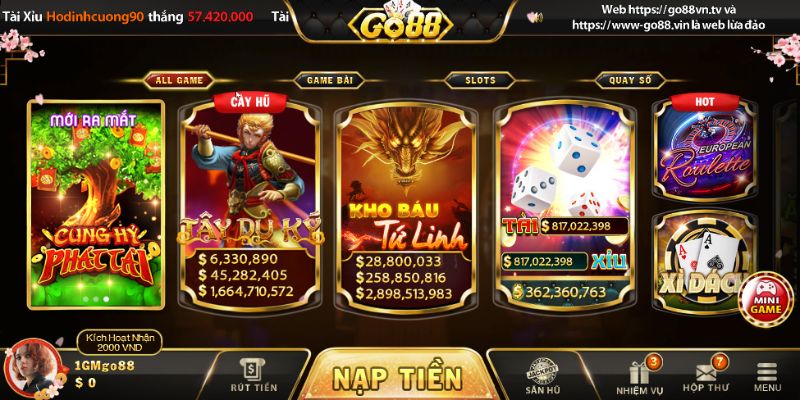 Go88 mang đến cho người chơi nhiều game mới lạ