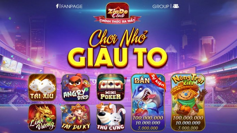 Giao diện cổng game với thiết kế đồ họa bắt mắt