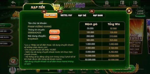 Hướng dẫn nạp rút tiền tại Win688 club.