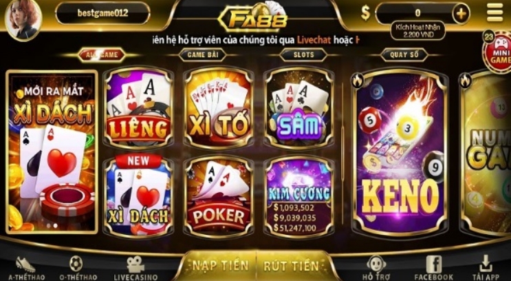 Kho game chất lượng của FA88 club